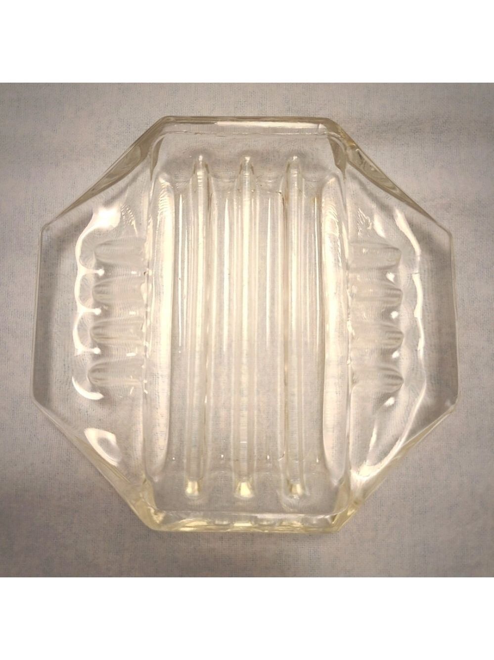 Safex Octagonal Clear Pressed Glass Vintage Ashtray 5" Classic Art Deco MCM EUC